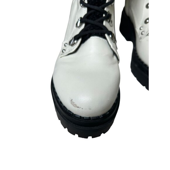 CBG Los Angeles Walken Bootie Combat Boots White Womens Sz 7.5 Side Zip Lined - Picture 3 of 16